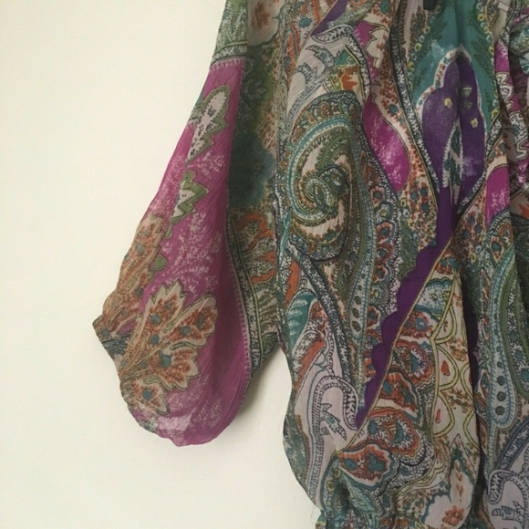 BCX Girl green, purple GIRLS Large TOP BLOUSE. - Picture 3 of 4